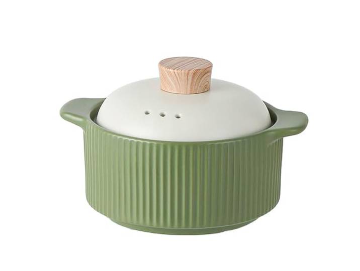 Keramiktopf mit Deckel, mit Deckel, Eintopf aus Porzellan, Suppentopf(Green,2.6L)