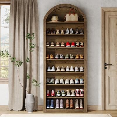 YUZHOU Tall Shoe Storage Cabinet, Freestanding Shoe Organizer