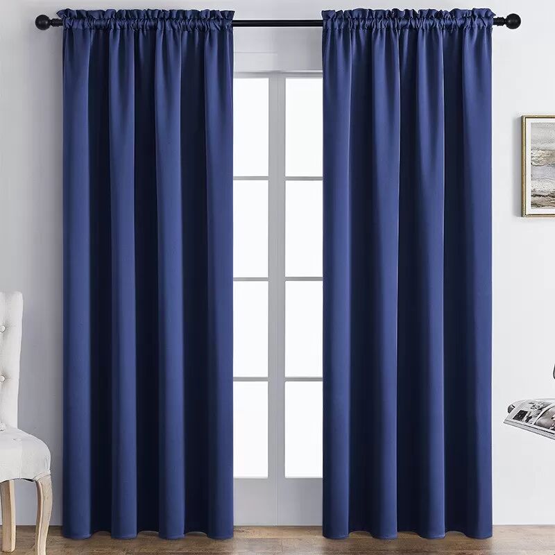 INF Moderne, minimalistische Verdunkelungsvorhänge für Wohn- und Schlafzimmer – Privatsphäre & Lichtblockierung L Blau