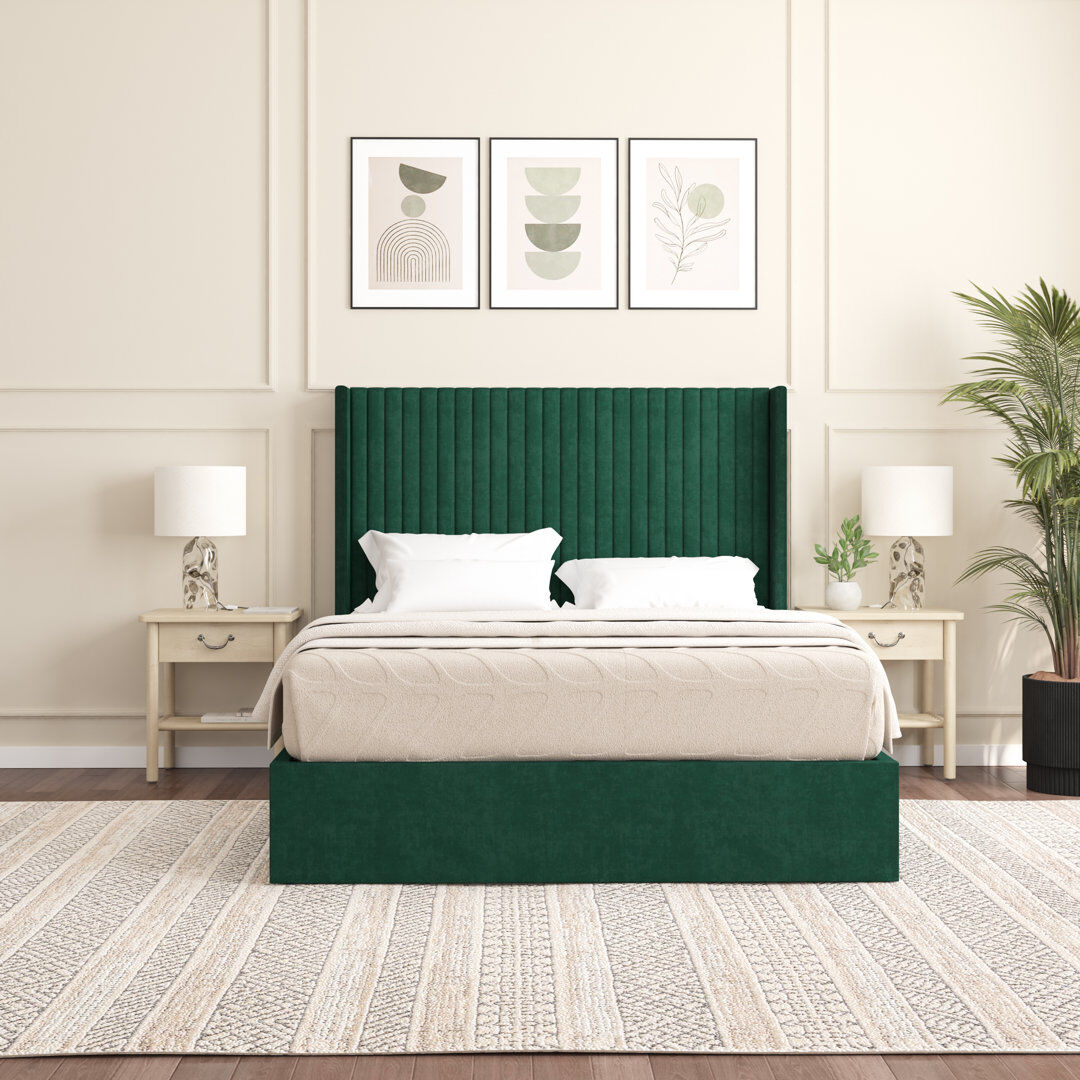 Canora Grey Barkat Upholstered Ottoman Storage Bed Emerald Double (4'6)