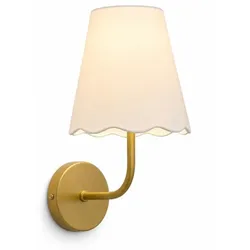 Relaxdays Wandlampe Stoff & Metall Weiß,Gold