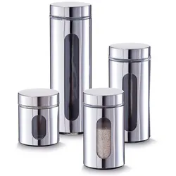 Vorratsdose ZELLER PRESENT, silber (silberfarben), Glas, Lebensmittelaufbewahrungsbehälter, Vorratsdose, Modernes Design hebt jedes Zuhause hervor