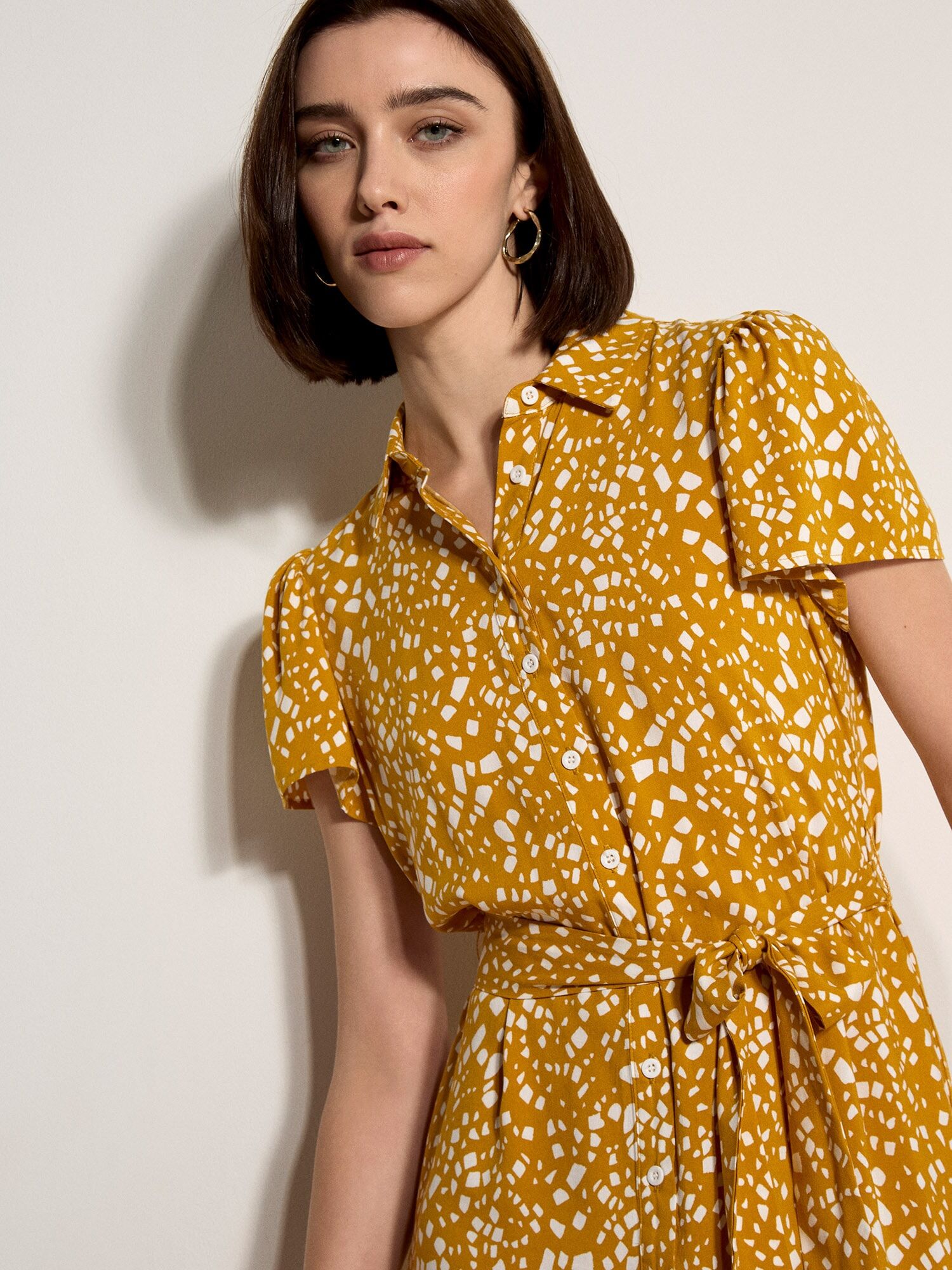 Druckkleid APRICOT "Minikleid", Damen, Gr. L (40), N-Gr, gelb, gewebt, Obermaterial: 100% Viskose CV., gemustert, Gerade, Kleider Druckkleid, mit verstreuten Quadraten