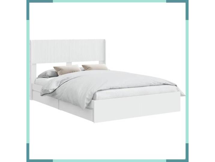 FHE Cadre de lit et tête de lit - Bois d'ingénierie - Rangement - Intérieur - Blanc - 140x190 cm