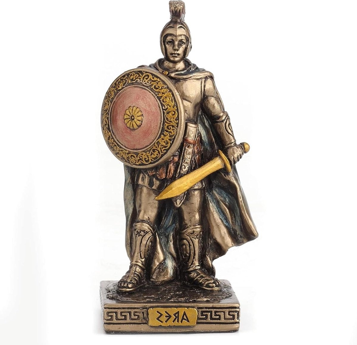 Handbeschilderd Ares Beeld - Griekse God Miniatuur - Brons - Woondecoratie