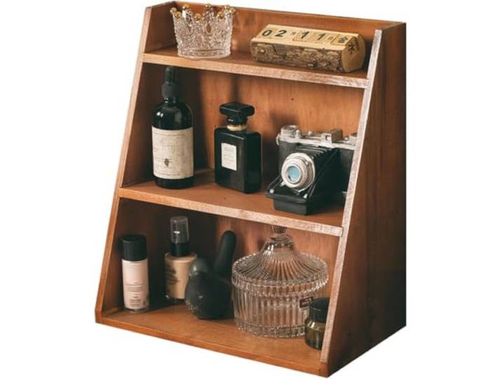 3-stufiges Offenes Aufbewahrungsregal Aus Holz, Vintage-Wandschrank Dekorationsartikel Und Bürobedarf