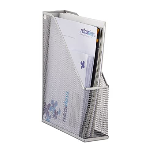 Relaxdays Tijdschriftenhouder van metaal, A4, Zilver
