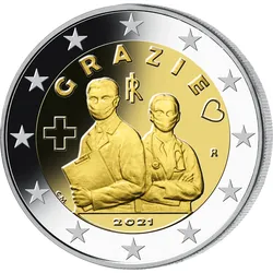 2 Euro-Münze Grazie Gesundheitswesen Italien 2021