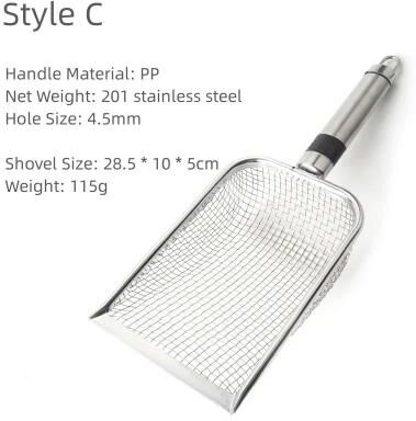 Uplifted Finds Stainless Steel Cat Litter Scoop Long Handle Metal Waste Shovel c