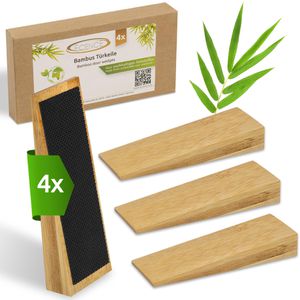 ECENCE Türstopper aus Gummi / Bambus, für den Boden, rutschfest, braun 4x2x12cm, 4 Stück