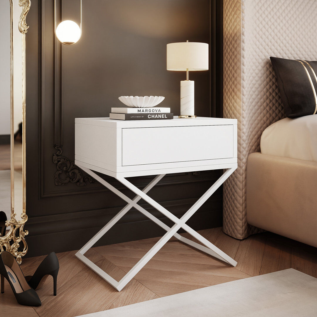 Brayden Studio Bedside Table white 50cm H X 45cm W X 35cm D