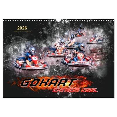 GoKart - extrem cool (Wandkalender 2026 DIN A3 quer), CALVENDO Monatskalender