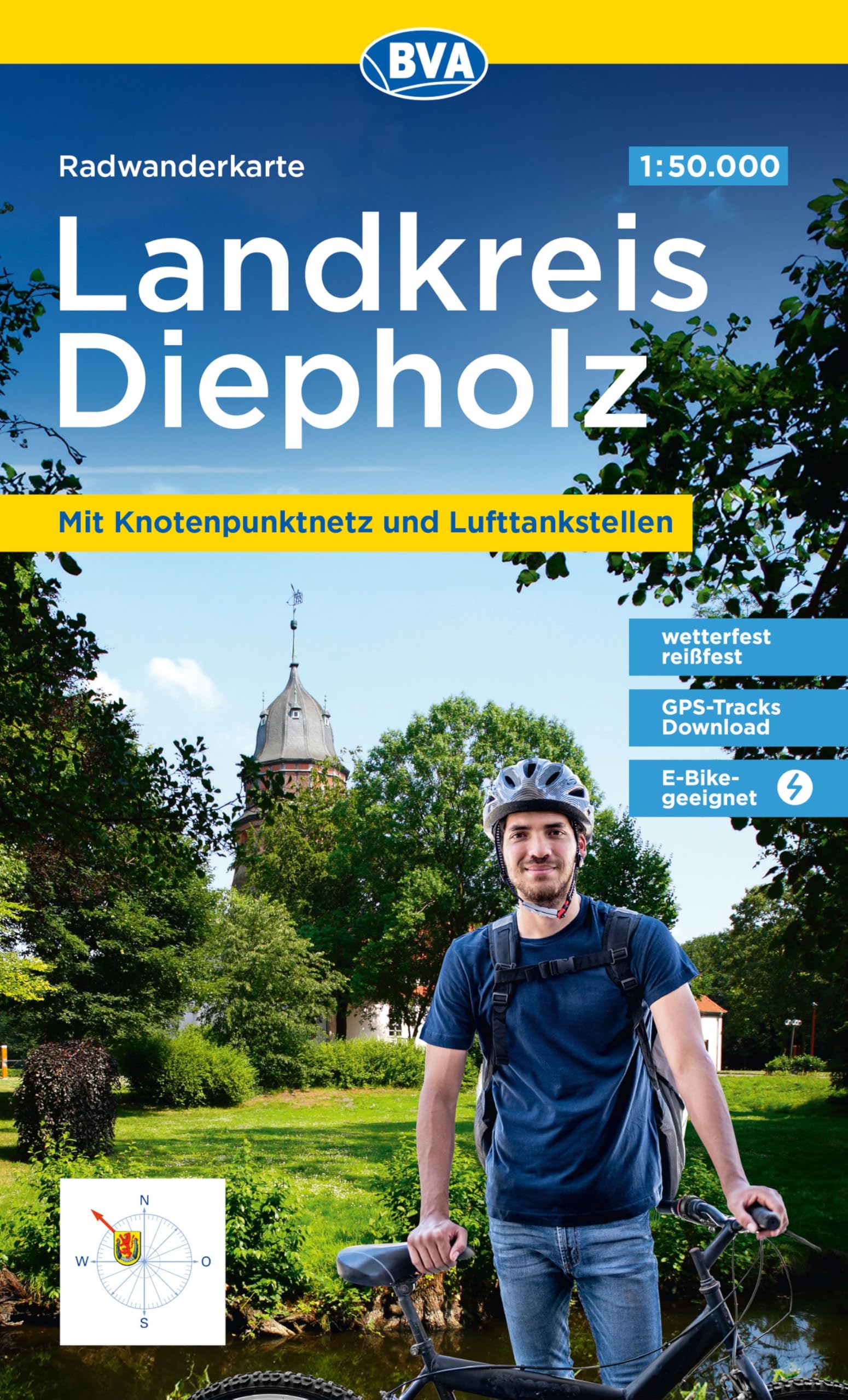 BVA Radwanderkarte Landkreis Diepholz mit Knotenpunkten 1:50.000: reiß- und wetterfest, GPS-Tracks Download, E-Bike geeignet, mit Lufttankstellen - Preis vom 14.10.2026 23:07:16 h