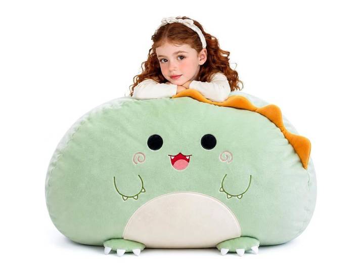 Pouf de rangement peluches chambre enfant velours côtelé doux sans rembourrage fermeture éclair lavable machine