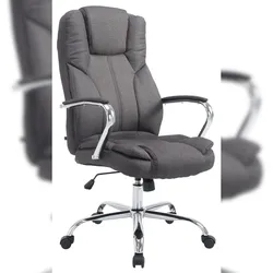 DELUKE® Bürostuhl JUBEL Stoff - 115x62x70, Dunkelgrau | Stoff | Metall in Chromoptik Gestell | ergonomische Bürostühle Homeoffice Stuhl mit Rollen
