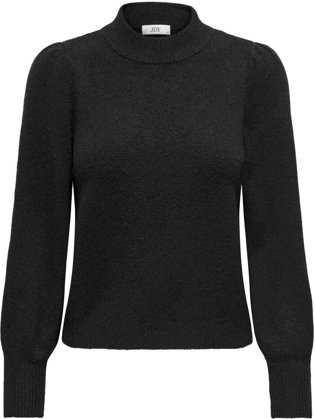 Stehkragenpullover JDY "JDYRUE LIFE L/S PULLOVER KNT NOOS", Damen, Gr. XS, schwarz, Strick, Obermaterial: 51% Polyester, 46% Polyacryl, 3% Elasthan, unifarben, taillenbedeckt, Rundhals, Pullover Stehkragenpullover schwarz XS