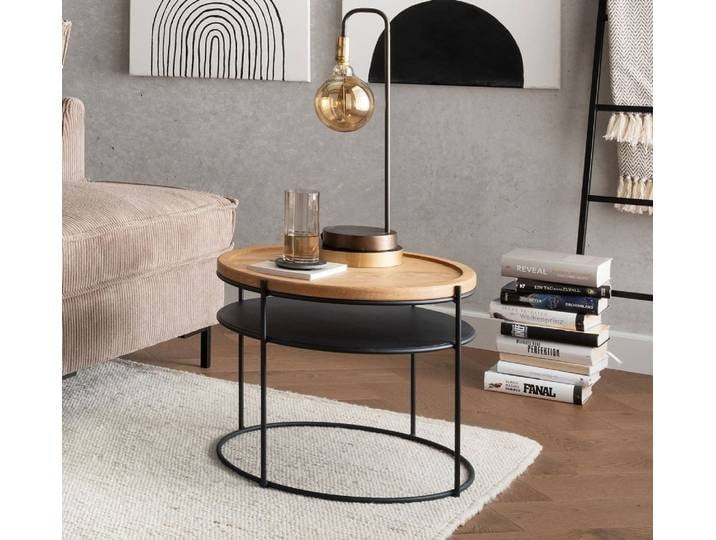 Couchtisch 50x50cm 'Lissabon' Wildeiche Stahl schwarz
