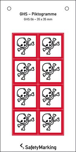 SafetyMarking 30.B1033 GHS-Gefahrenpiktogramm 06 Totenkopf Folie selbstklebend (B x H) 35mm x 35mm 8St.