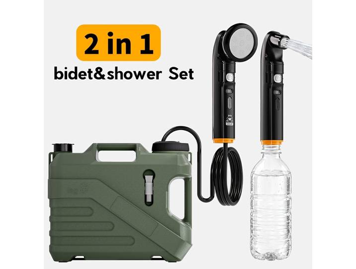 Bidet portable 2-en-1, pulvérisateur de toilette électrique portatif 5 gallons, 1600 mAh, rechargeable par USB, pour camping, camping-car, voyage, douche musulmane