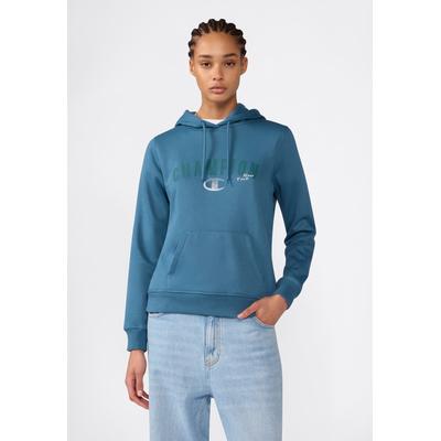 Kapuzensweatshirt CHAMPION "SPORTWEAR HOODIE Slim Fit", Damen, Gr. XS, blau (idt), Obermaterial: 55% Baumwolle, 45% Polyester, Sweatshirts, mit sportlicher Optik, körpernahe Slim-Fit-Passform, moderner Schnitt