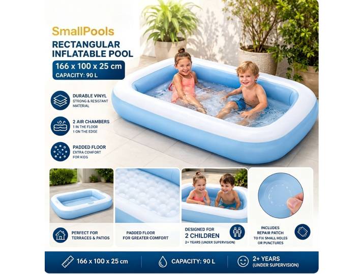 Piscine gonflable rectangulaire 166x100x25 cm intex