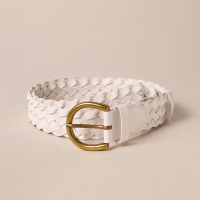 Lucky Brand Woven Leather Belt - Women's Accessories Belts in White, Size S