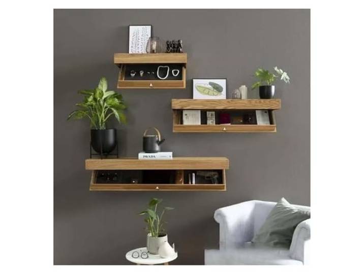Regal mit Geheimfach, aktualisiertes verstecktes Hängeregal, Wandflaschenhalter ohne Nägel, Wandaufbewahrungslösung, Schwarz/Weiß (Holz)