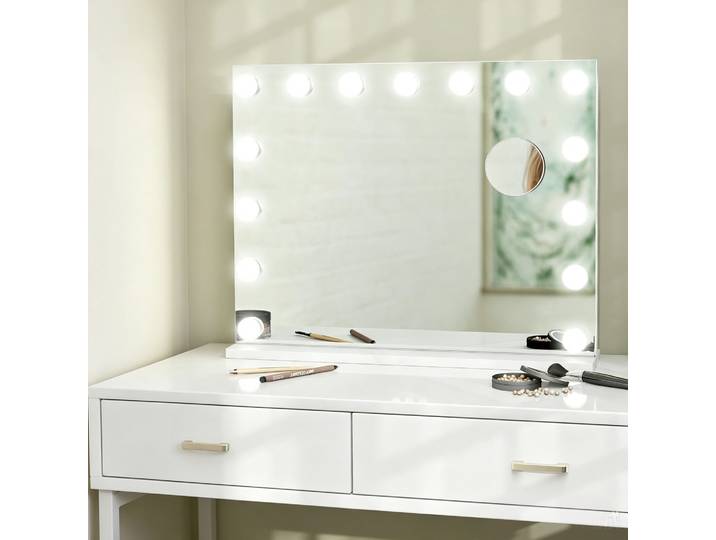 HOMCOM Miroir LED Dimmable 58x48cm Blanc USB Tactile