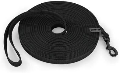 Uplift Essentials Long Track Training Leash Non Slip Latex Silk Lead For Small To Large Dogs black 16 Ft