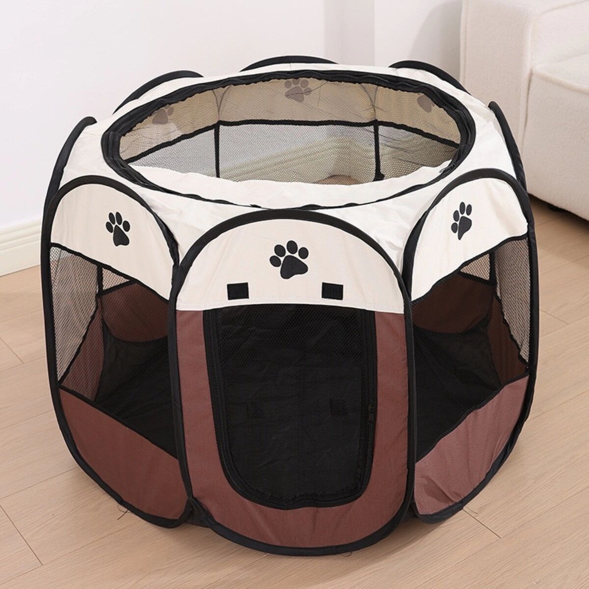 INF Faltbares Wurfzelt für Haustiere – Oxford-Gewebe, Indoor/Outdoor Wurfbox und tragbares Hundezelt S Kaffee