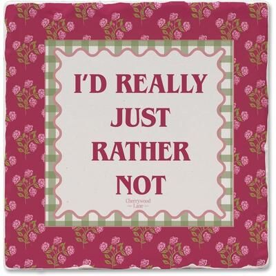 Thirstystone "Really Rather Not 4 Pack Absorbent Stone Coasters with Protective Cork Backing 4"" Square Made in The USA Absorbent Wipes Clean"