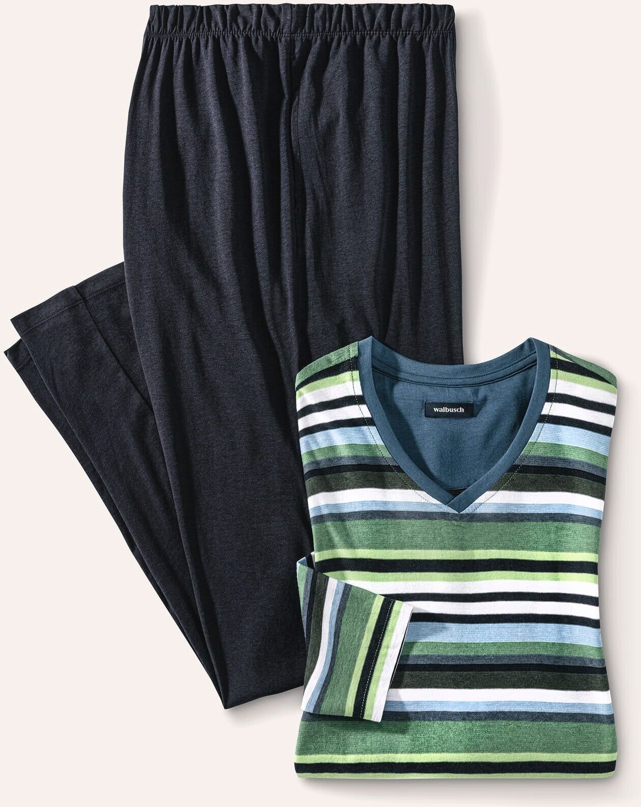 Walbusch Cooling Pyjama, #noch offen: Größenlauf, Farbe Blau, 50, weicher Baumwoll-/Lyocell-Mix atmungsaktiv und kühlend Herren