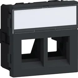 Hager G45DM0129011 Geräteeinbauset für 2x RJ45 Typ 01 Direkt Klipping 45x45 Graphitschwarz
