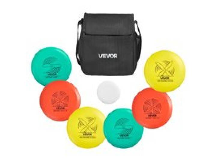 VEVOR Disgolf Set Disc Golf Scheiben (6 + 1 Stk.) für Anfänger, Starter-Set mit Putter, Mid-Range, Driver, inklusive Mini-Marker, tragbarer Rucksack, für Garten Rasen Strand und Park im Freien、