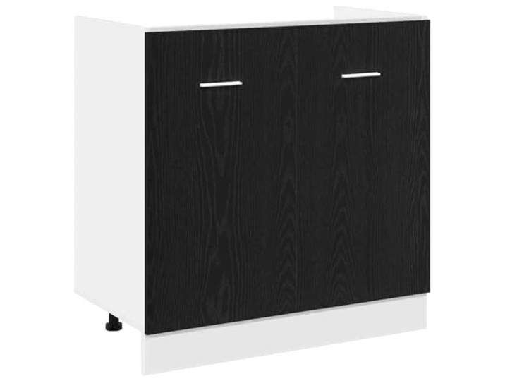 Leasha Küchenunterschrank, Küchenunterschrank, Eiche, Schwarz, 80 x 46 x 81,5 cm, Holz