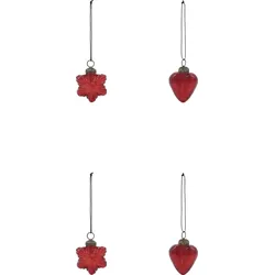 HDHeart and Star Weihnachtsbaumschmuck, rot, 4 St.
