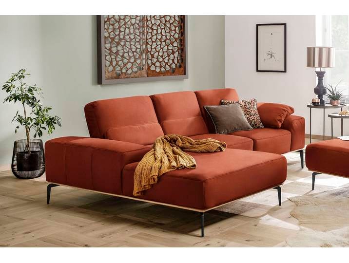 Ecksofa, Longlife Xtra-Leder Z73, Bronze, 279×178 cm, Mit Sitztiefenverstellung, Modern, W.SCHILLIG