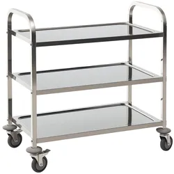 Helloshop26 - Küchenwagen mit Rollen 90.5 x 50.5 x 88.2 cm 3 Regalböden Kapazität 4 Rollen modern aus silbernem Edelstahl 21_0000980