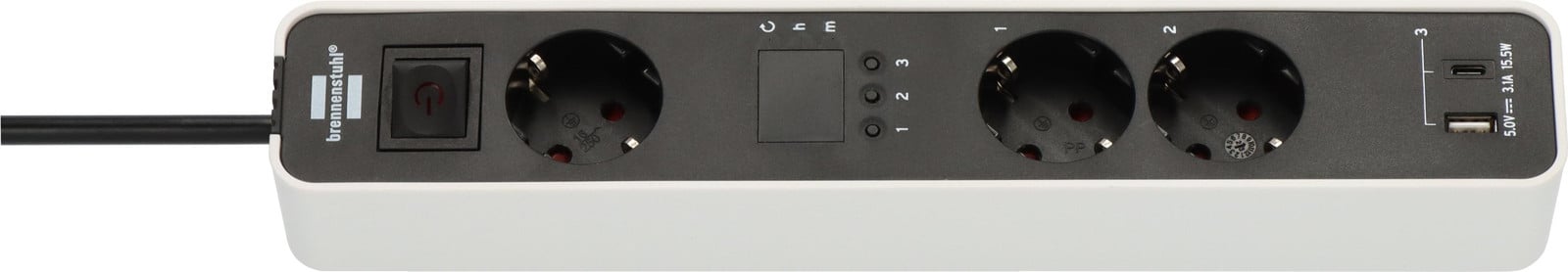 Brennenstuhl Ecolor 3-voudig stekkerdoos wit/zwart