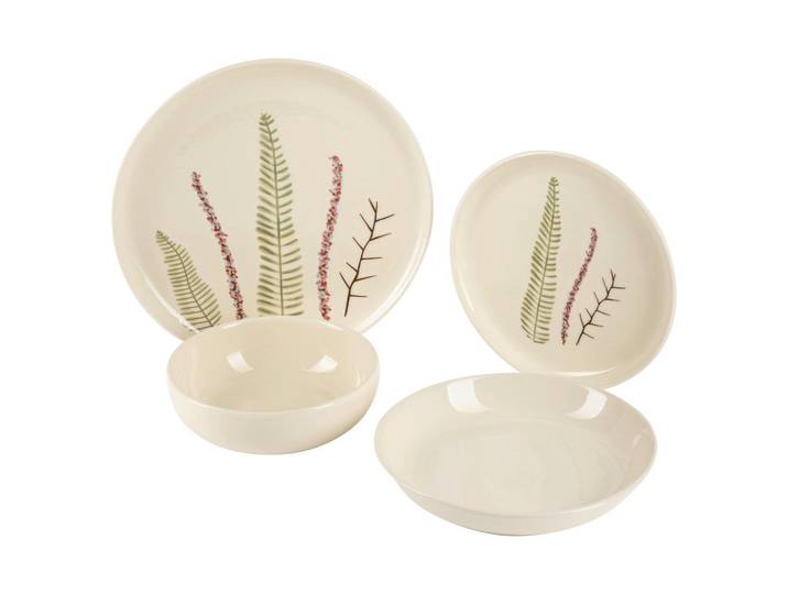 Novel Kombiservice, Blau, Grün, Lila, Beige, Keramik, 24-teilig, Floral, 600 ml, Lfgb, lebensmittelecht, Geschirr, Geschirr-Sets, Kombiservice