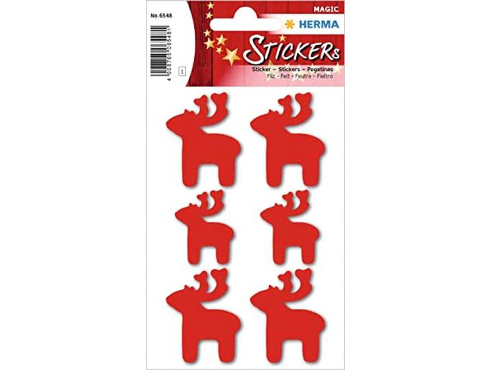 HERMA kerststicker Magic vilt Elche , rood