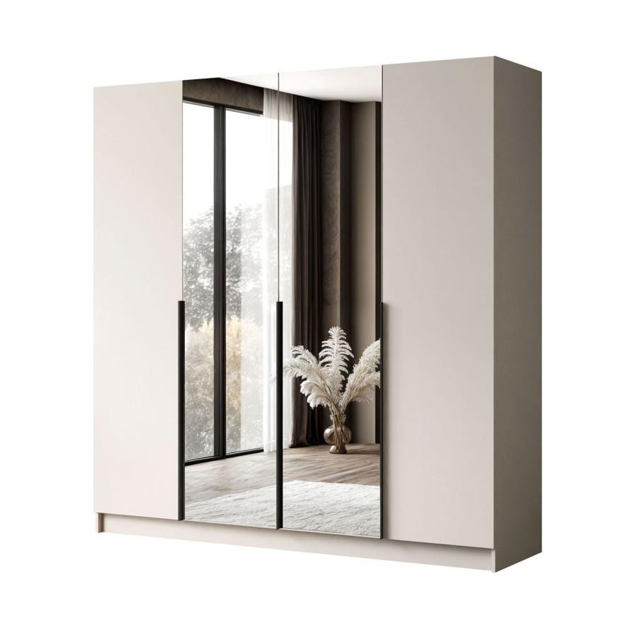 Lookway Kledingkast AUREL 4D KASHMIR met spiegel en zwarte handgrepen