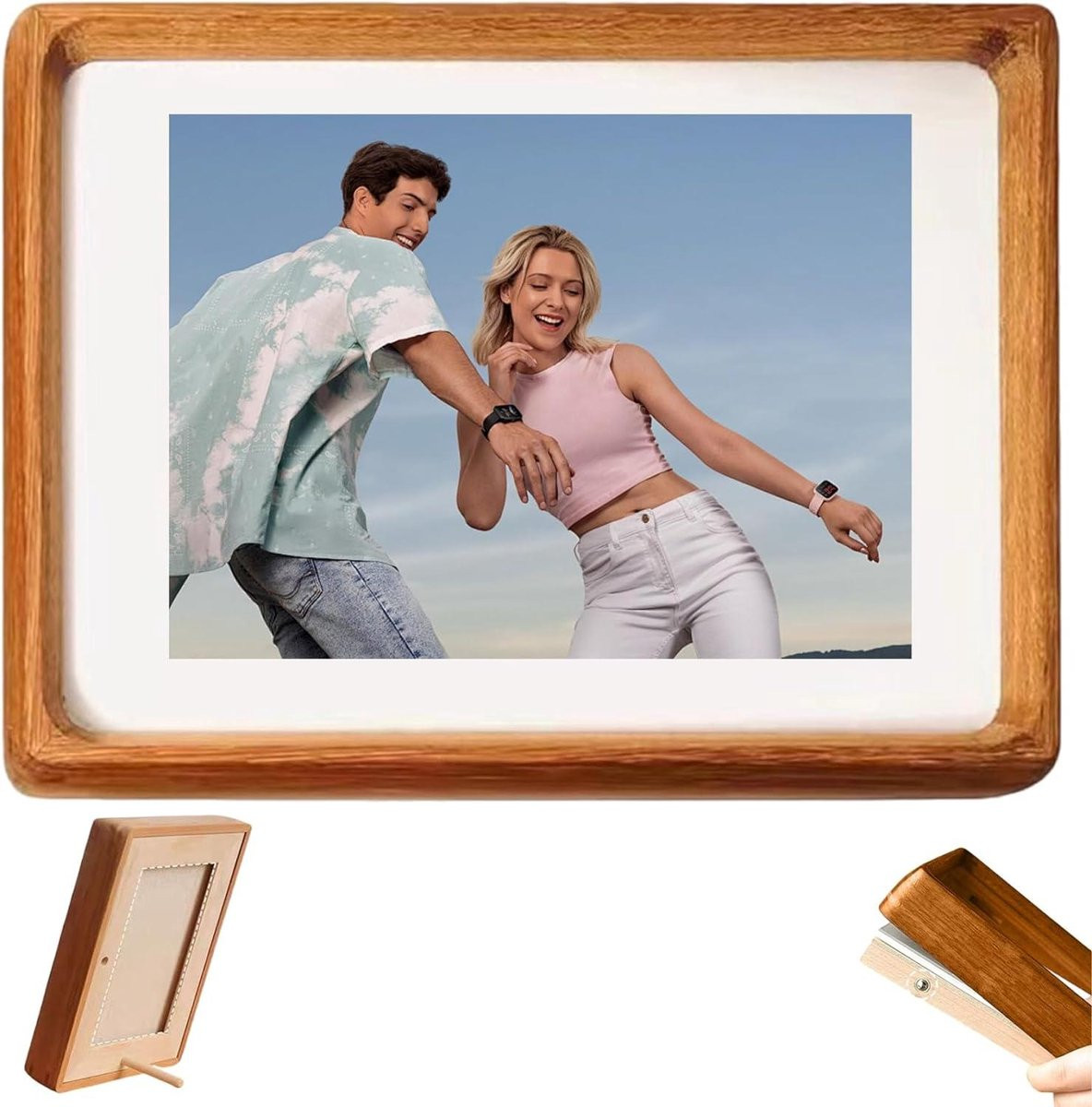 Handgemaakte houten fotolijst van teak met nagelvrije verbindingen