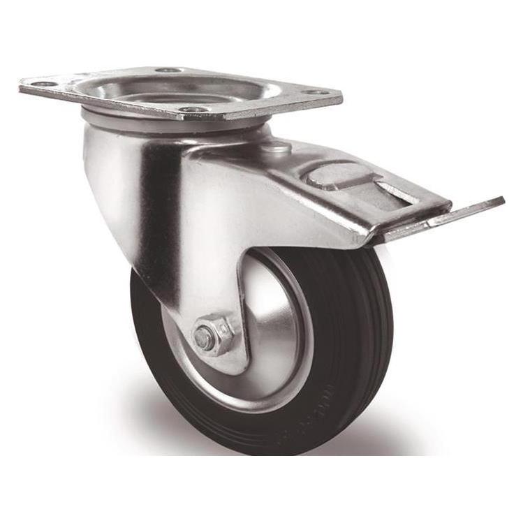 Tecwerk Lenkrolle Rad-Ø 200 mm Tragfähigkeit 205 kg mit Totalfeststeller Vollgummi 135x110mm (2000276014)