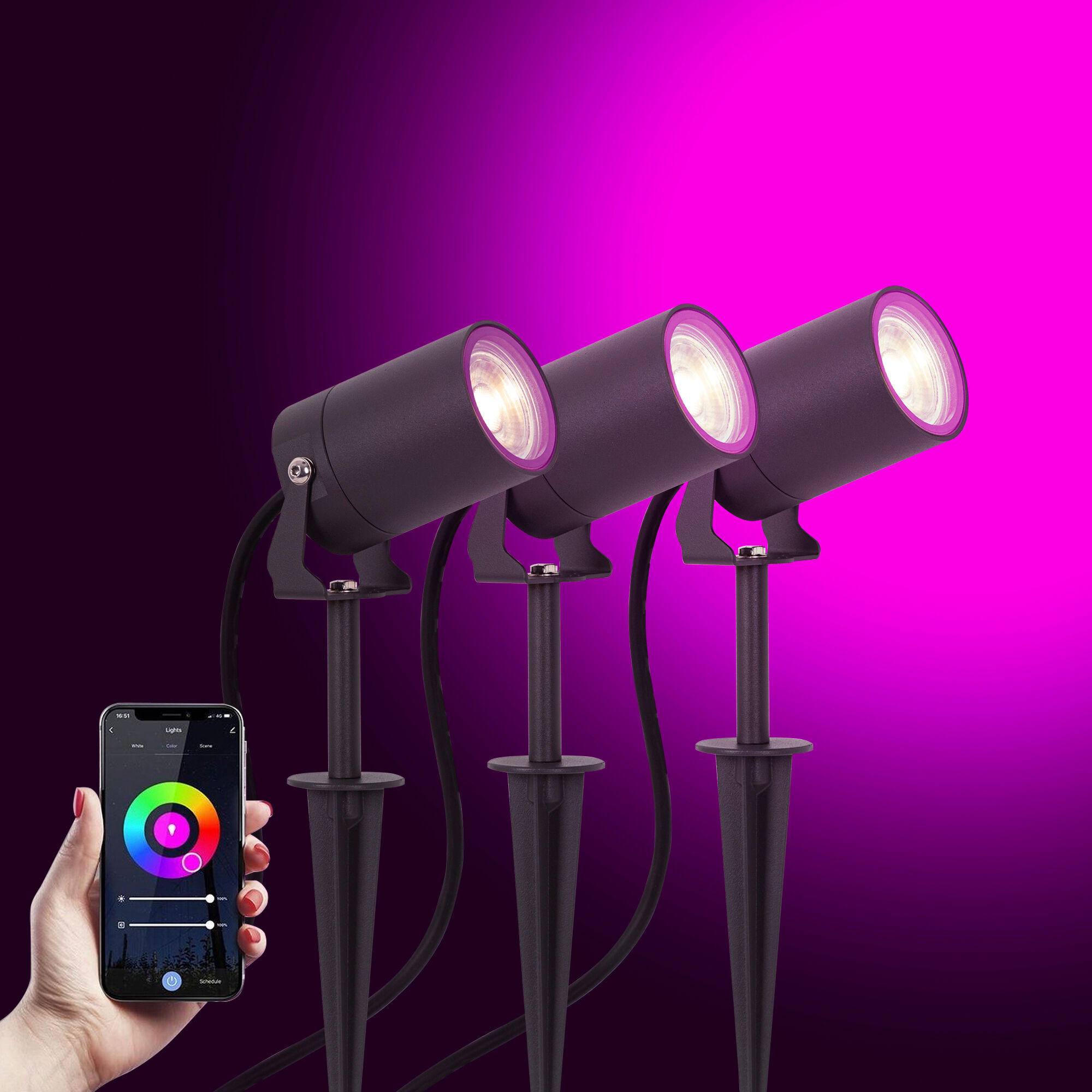 KS Verlichting 3x Stark Tuinspot Antraciet met Smart Color LED