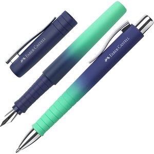 Faber-Castell Schreibset Poly Ball Buzzing Blue, 2-teilig, Kugelschreiber & Füller im Metalletui