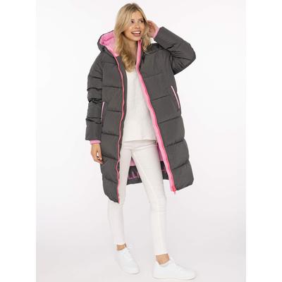Steppmantel ZWILLINGSHERZ "„Cozy“", Damen, Gr. XXL, grau, Obermaterial: 100% Polyester, Mäntel Steppmantel, Kapuze, farbliche Details, Reißverschluss, elastische Bündchen, Topseller