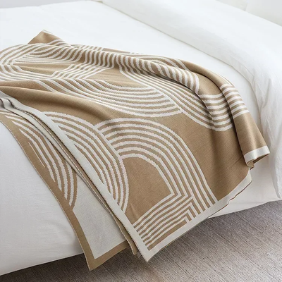 Shop Station Nordic Geometric Knitted Throw Blanket For Sofa, Bed & Home Decor khaki 51.18 66.93 In