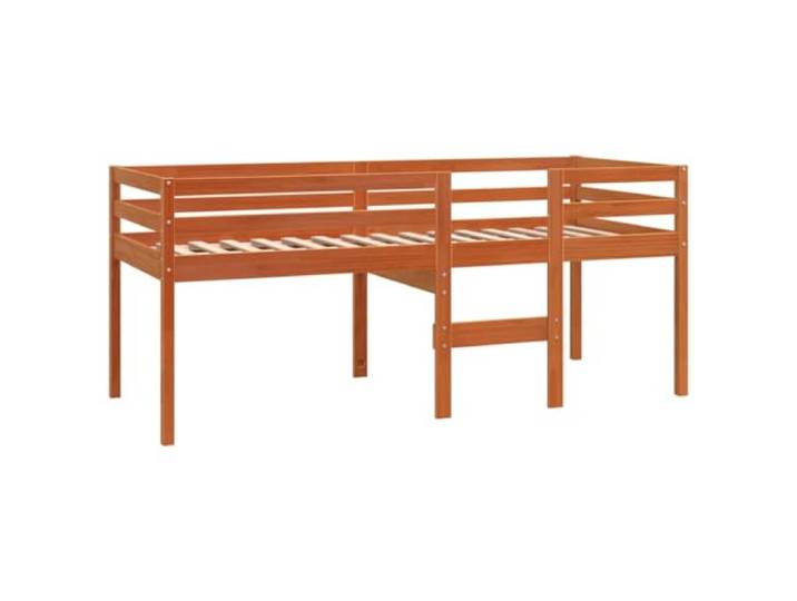 vidaXL Hochbett Wachsbraun 90x190 cm Massivholz Kiefer