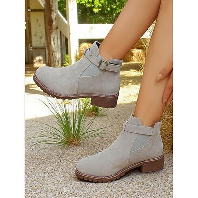 Damen Stiefeletten braun – Herbststiefel mit Schnallenriemen für Oktoberfest, Bauernmarkt, Volksfest und urige Tage im Freien
